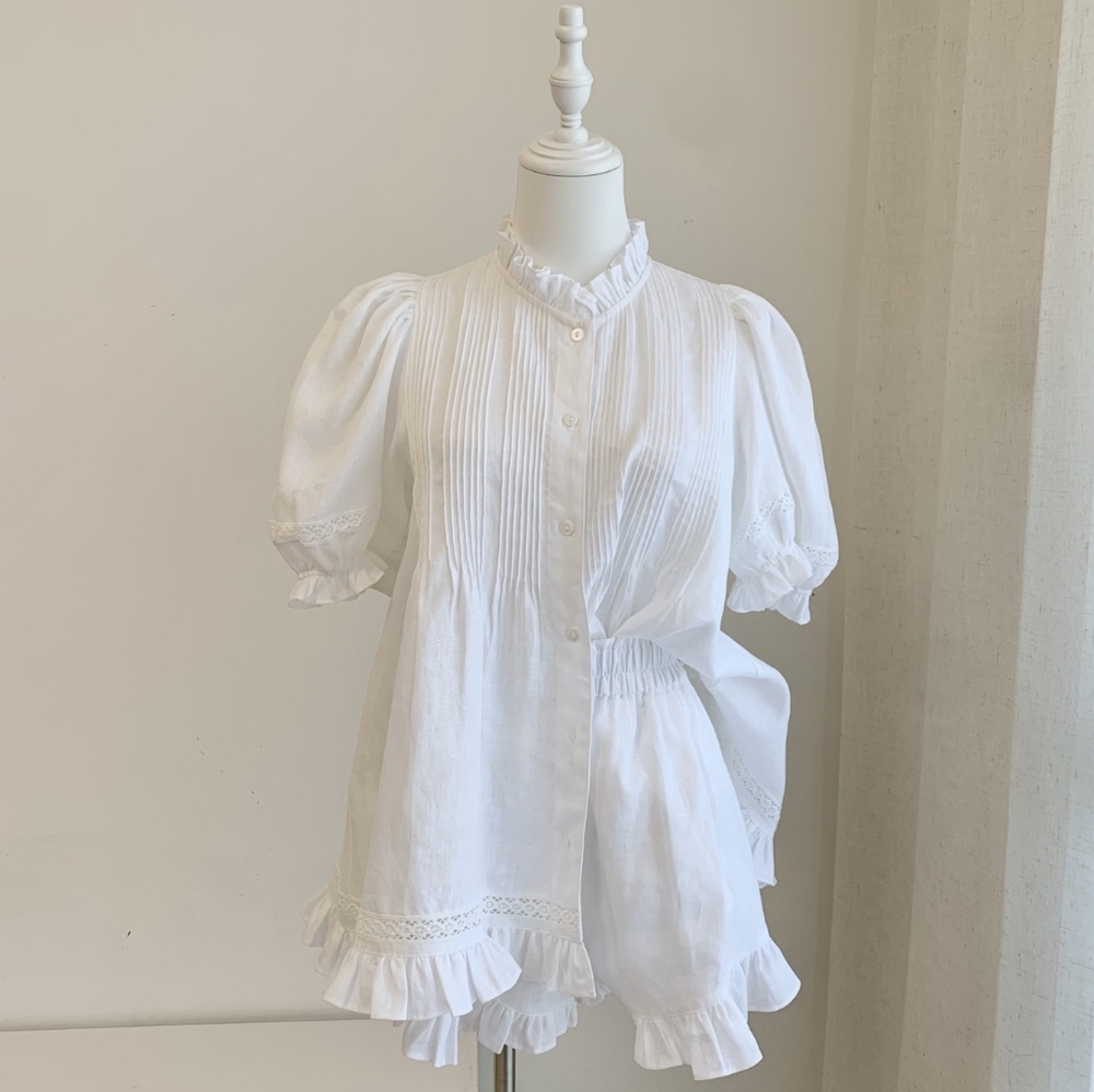 Morton Mac Sanna Pintuck Blouse With Greta Frill Short - Picture 9 of 14